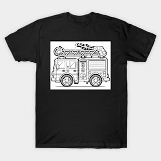 Simple Black And White Fire Engine T-Shirt